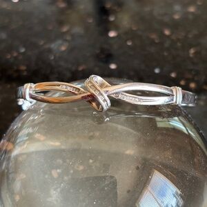 Heng Ngai Lab Created Diamond Infiniti Hinged Loop Bangle Women's Bracelet .925